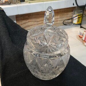 Vintage Clear Cut Glass Candy Jar With Lid